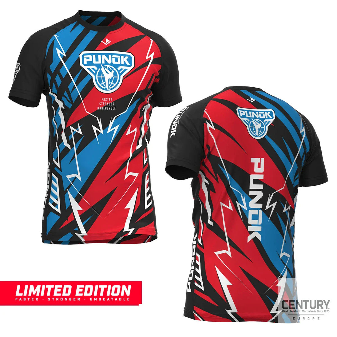 punok t-shirt karate röd blå